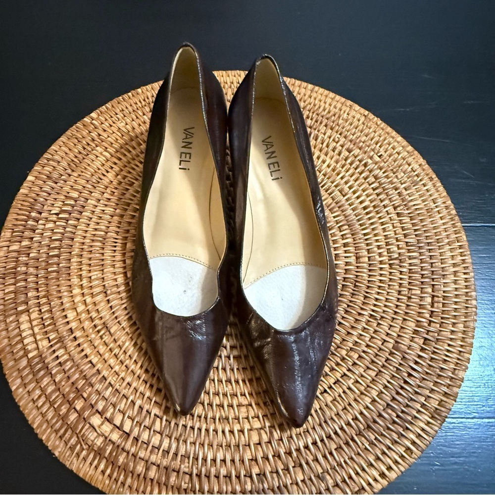 Vaneli Dark Brown Leather Heels - Picture 2 of 11